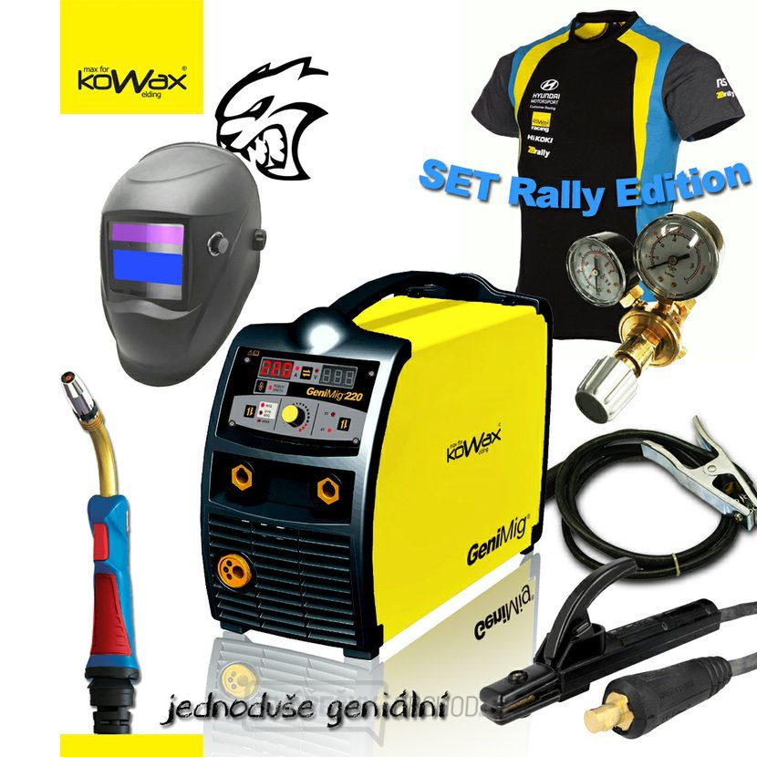 KOWAX GeniMig 220, Schweissinverter, Brenner 240A 3m, Kabel 3m, CO2 Ventil, Haube KWX3 SHIRT