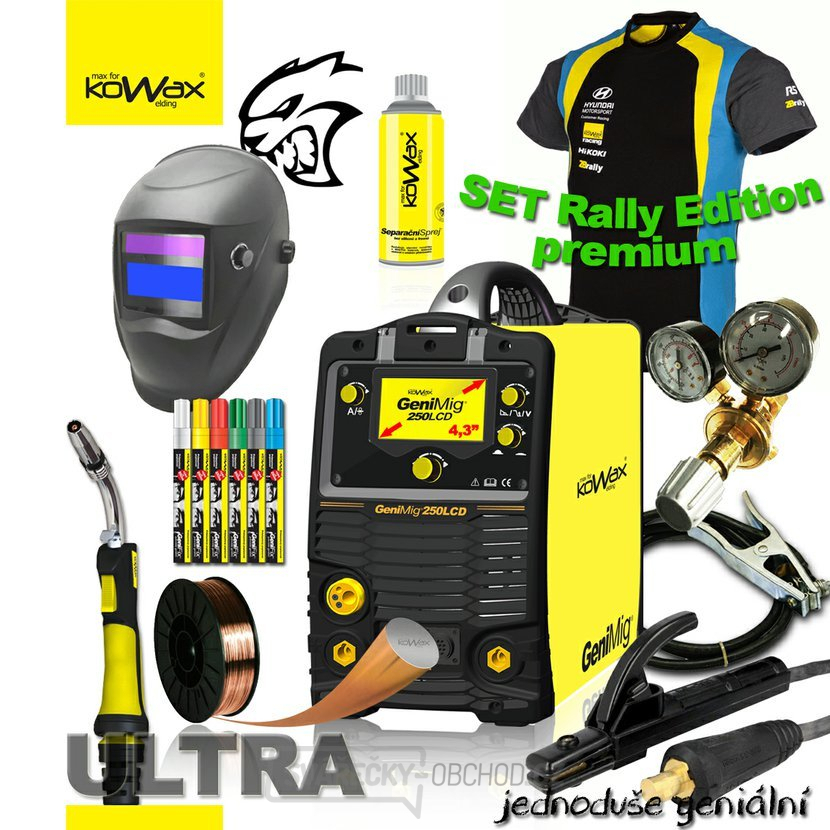 KOWAX GENIMIG 250LCD 4,3 SCHWEISSINVERTER MIG/MAG/MMA/TIG KABEL BRENNER VENTILHAUBE SEPAR. SPRITZSCHWEISSER. DRAHTSHIRT