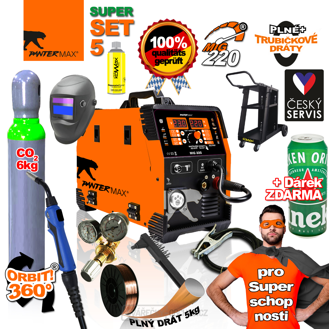 PanterMax Inverter-Schweißgerät MIG220 - MIG/TIG/MMA - SET5