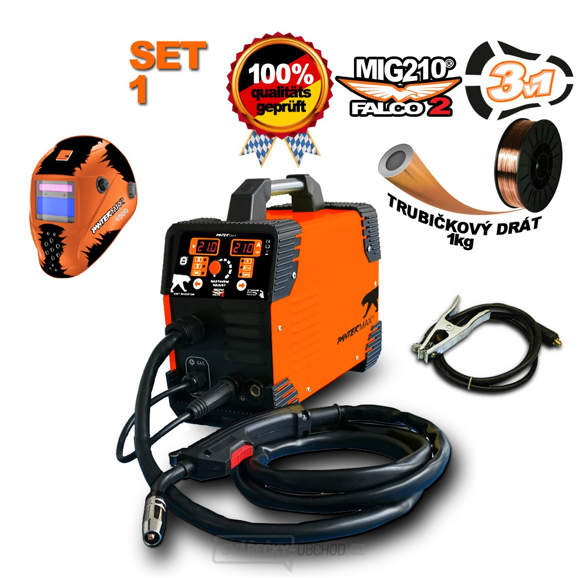 PANTERMAX MIG210FALCO 2 Inverter-Schweißgerät MIG/MMA Kukla Kabel 2m Brennerdraht 1kg