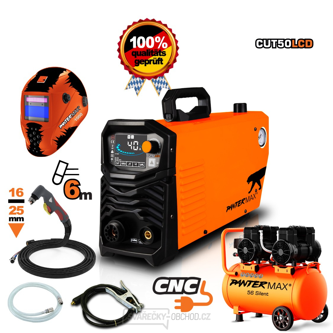 PANTERMAX CUT50LCD® Hand-Inverter-Plasmaschneider Set3 + Kompressor + Zubehör