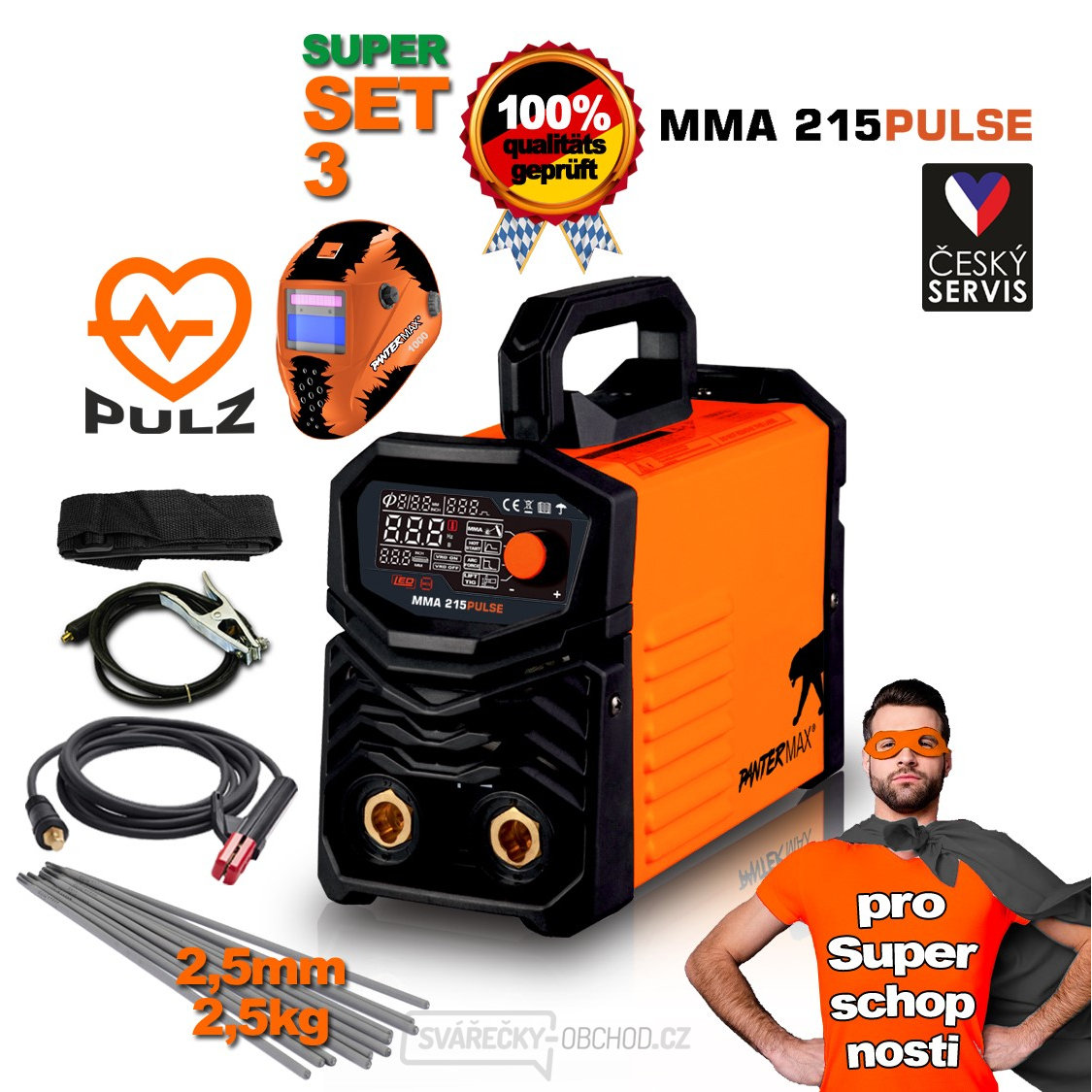 PANTERMAX MMA215pulse Inverter MMA/TIG Schweißgerät SET 3 SUPER CAPABILITIES Edition